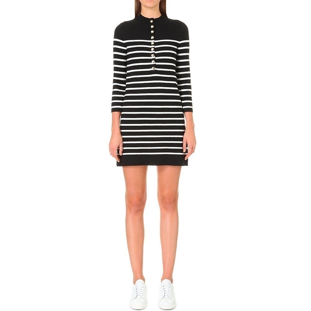 Maje Striped Black and White Knit Mini Dress 2